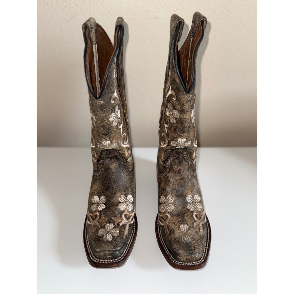 Circle G by Corral Womens Floral Embroidered Square Toe Western Boots Brown 5.5M